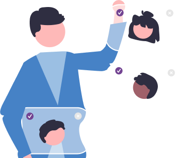 Illustrated image of a person selecting something
